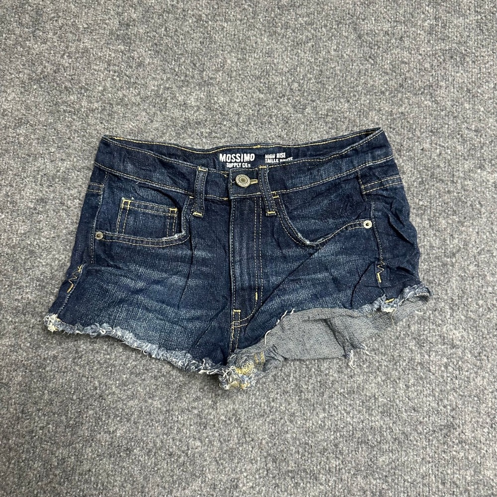 Mossimo Shorts Womens Size 5 Dark Wash Cotton High Rise Cutoff Denim Casual